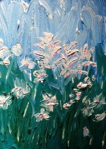 "Summer Flowers" 16" x 20" acrylic on canvas with glow. 2013