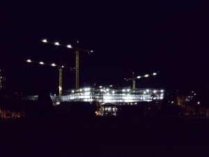 Somewhere else, in the distance. 