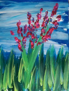 "Wildflowers" 12" x 16" acrylic on canvas w/glow 2014