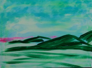 "Some Distant Sunrise" 16" x 20" acrylic on canvas w/glow 2014