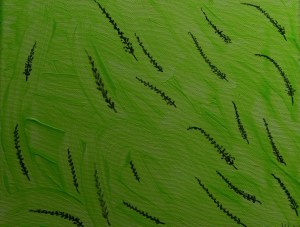 "Summer Breeze" 8" x 10" acrylic on canvas with India Ink; it's his. :-)