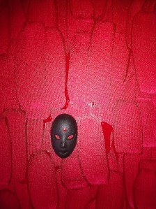 “Anxiety” 10″ x 14″ acrylic on canvas w/ceramic 2011