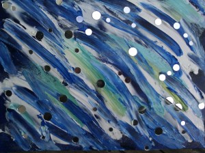 "Happiness" 16" x 24" acrylic on canvas w/mirror details 2010