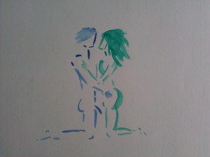 "Lovers" 10" x 14" watercolor on paper 1992