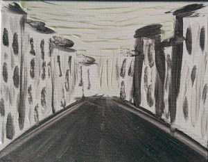 "The Nightmare City" 8" x 10" acrylic on canvas w/glow