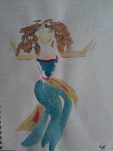 "Gypsy Dancer" watercolor on paper, 1996